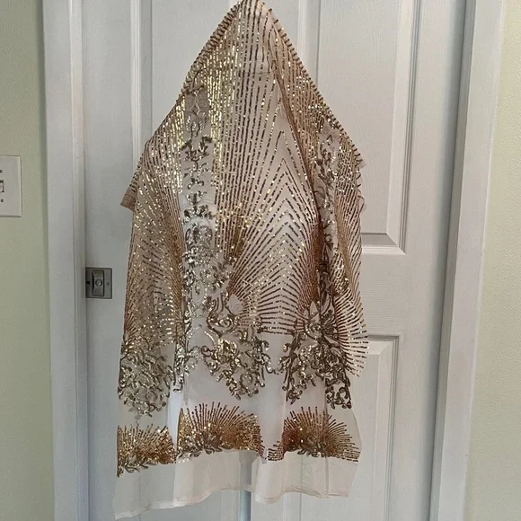 Rose Gold Sequin Embellished Shawl - Picture 2 of 5